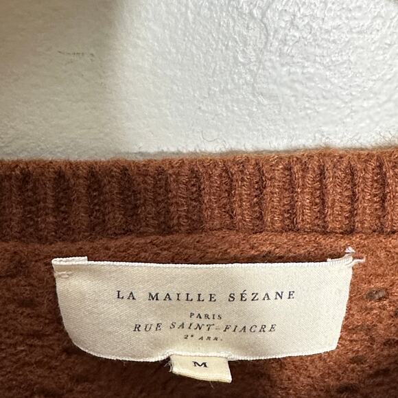 SEZANE Gladys Jumper Sweater Hazelnut Brown Wool Sz M {FF4} - Picture 7 of 9